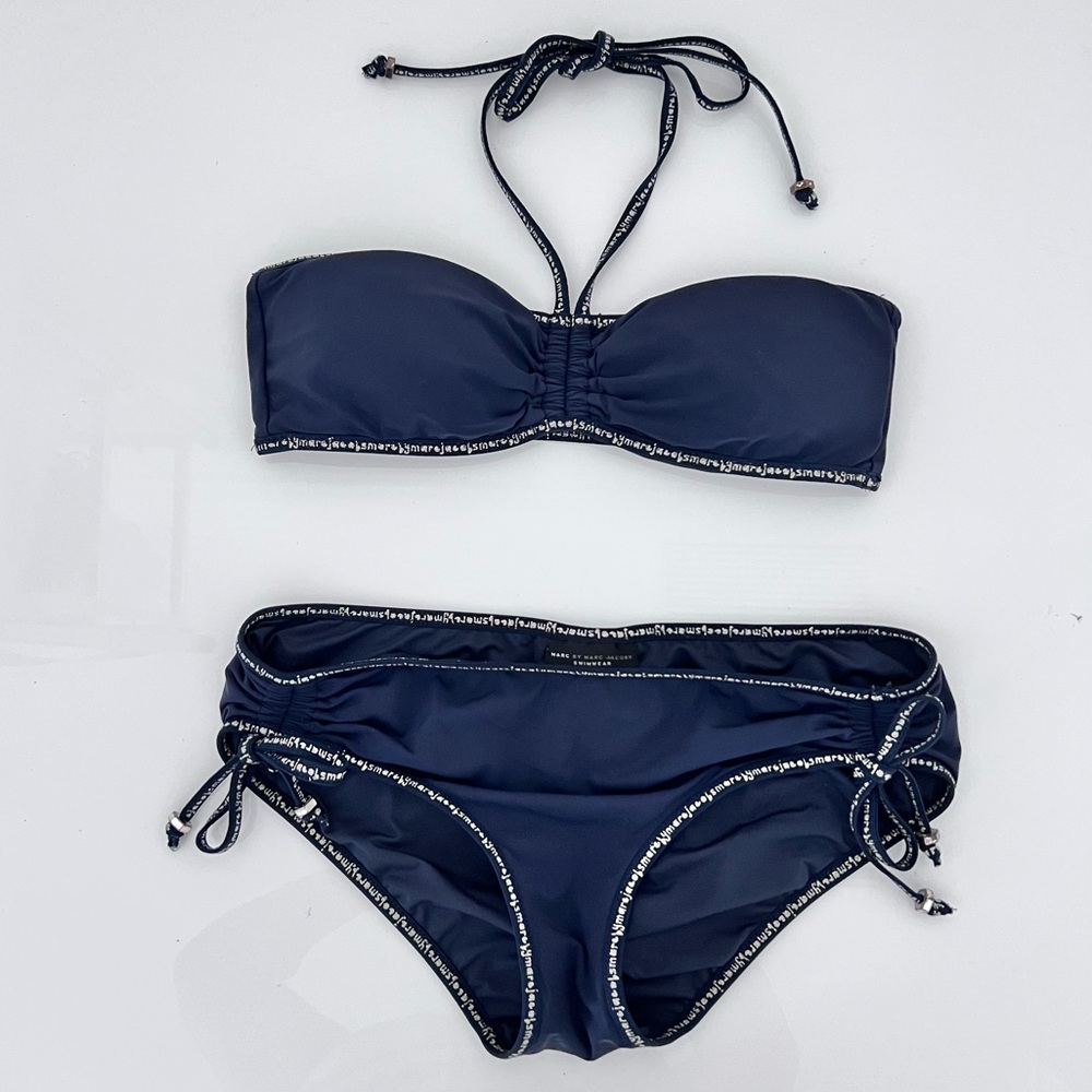 Marc by Marc Jacobs Swimwear Bikini Set Size M - Navy Blue Bandeau